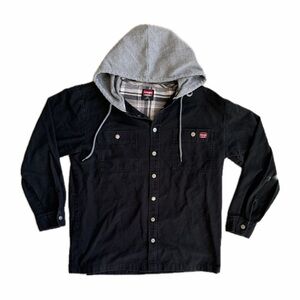 Wrangler Black and Gray Hooded Shirt Jacket